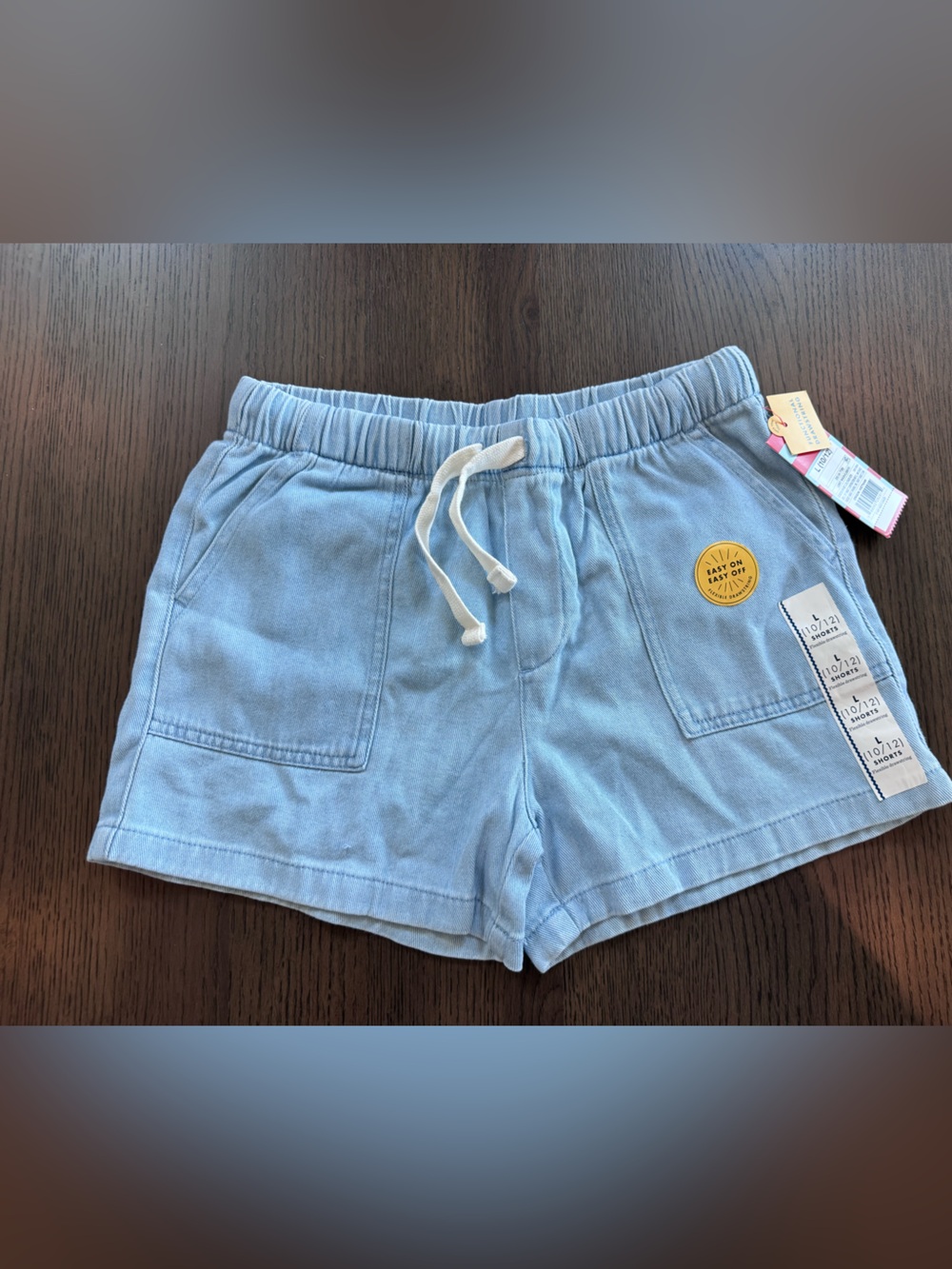 NWT Kids 10/12 Light Blue Cat & Jack Elastic-Waist Shorts with Drawstring